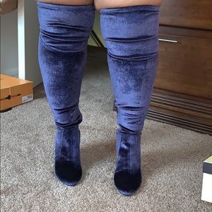 Dark Blue Thigh High Boots